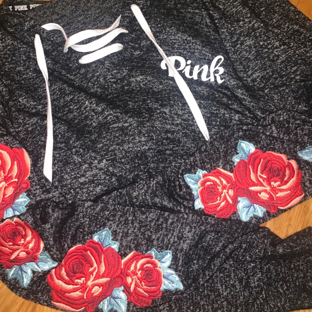 Pink rose sleeved hoodie